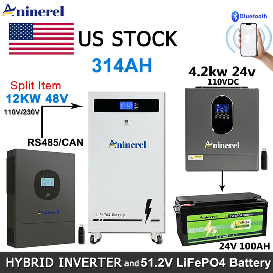 Aninerel LiFePO4 Battery And Hybrid Solar Inverter System