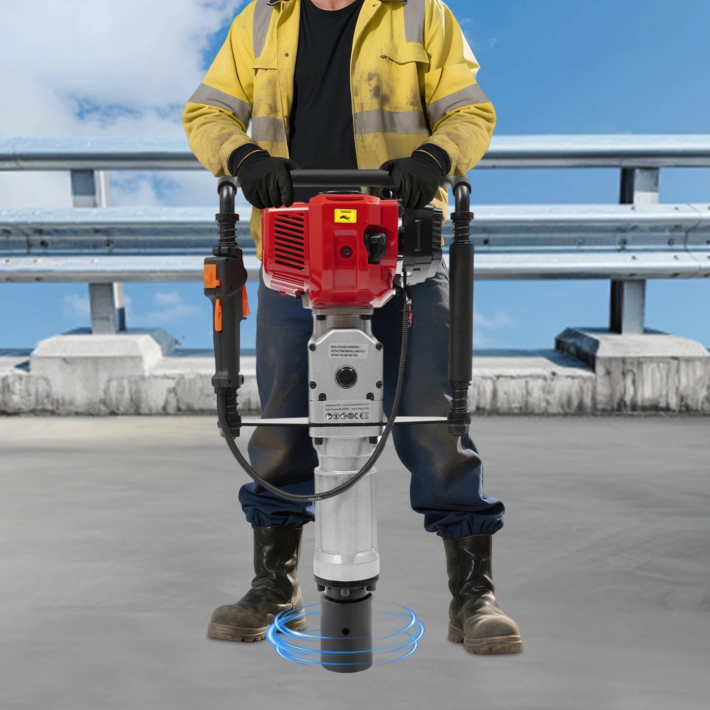 52CC Pile Driver 55-70mm Sleeve1900W 52CC Two-Stroke Engine Suitable For Professional Or Daily Household Users Fences Star Etc
