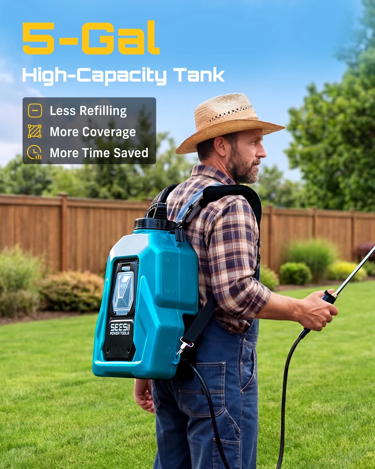 Seesii Electric Lithium Sprayer 100psi 20L High Capacity Yard Lawn Spraying Irrigation Power Tools For Makita 18V Battery Pin