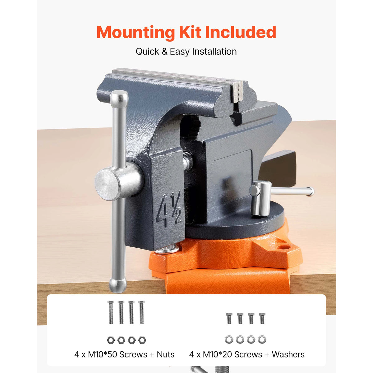 SucceBuy Swivel Bench Vise for Woodworking and Metalworking