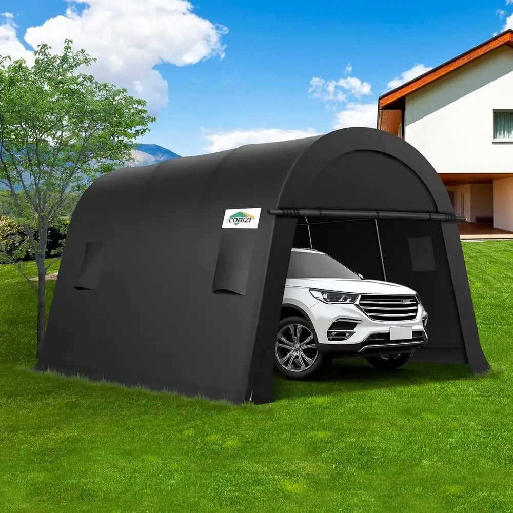 10x15 Carport Heavy Duty Portable Garage Tent with Double Zippered Roll-up Do& Vents, Large Space Car Port Car Garage Waterproo