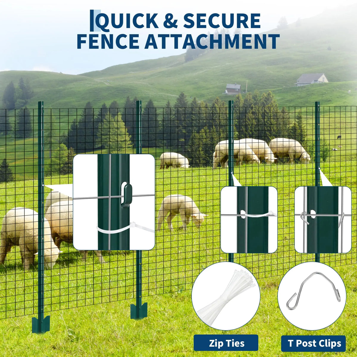 HiMISS Heavy Duty Rustproof Steel U Fence Posts for Gardens
