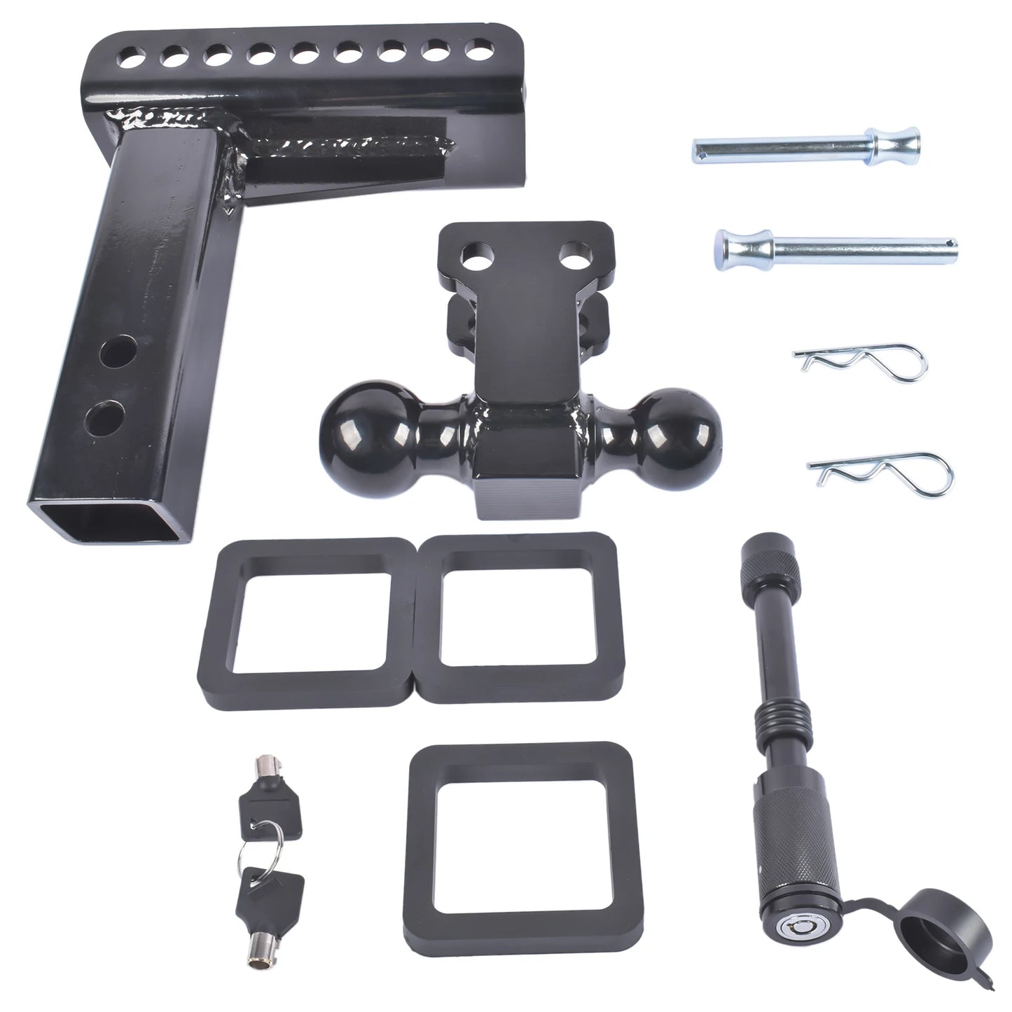 AP03 Adjustable Trailer Hitch for 2.5-Inch Receiver 6-Inch Drop/Rise, 2" & 2-5/16" Ball Hitches for Trucks, 22,000 LBS GTW, Trailer Hitches with Anti-Theft Pin