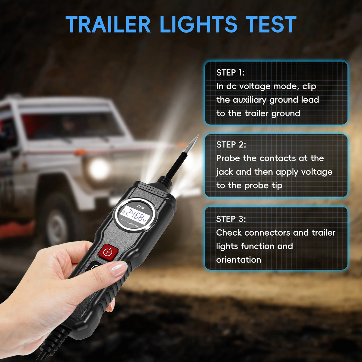 Power Circuit Probe Tester, 6V-24V DC Automotive Car Electric Fuse & Voltage Tester with LED Test Light, HD LCD Readout, Overload Protection, Short Circuit Finder with 14.7FT Cable