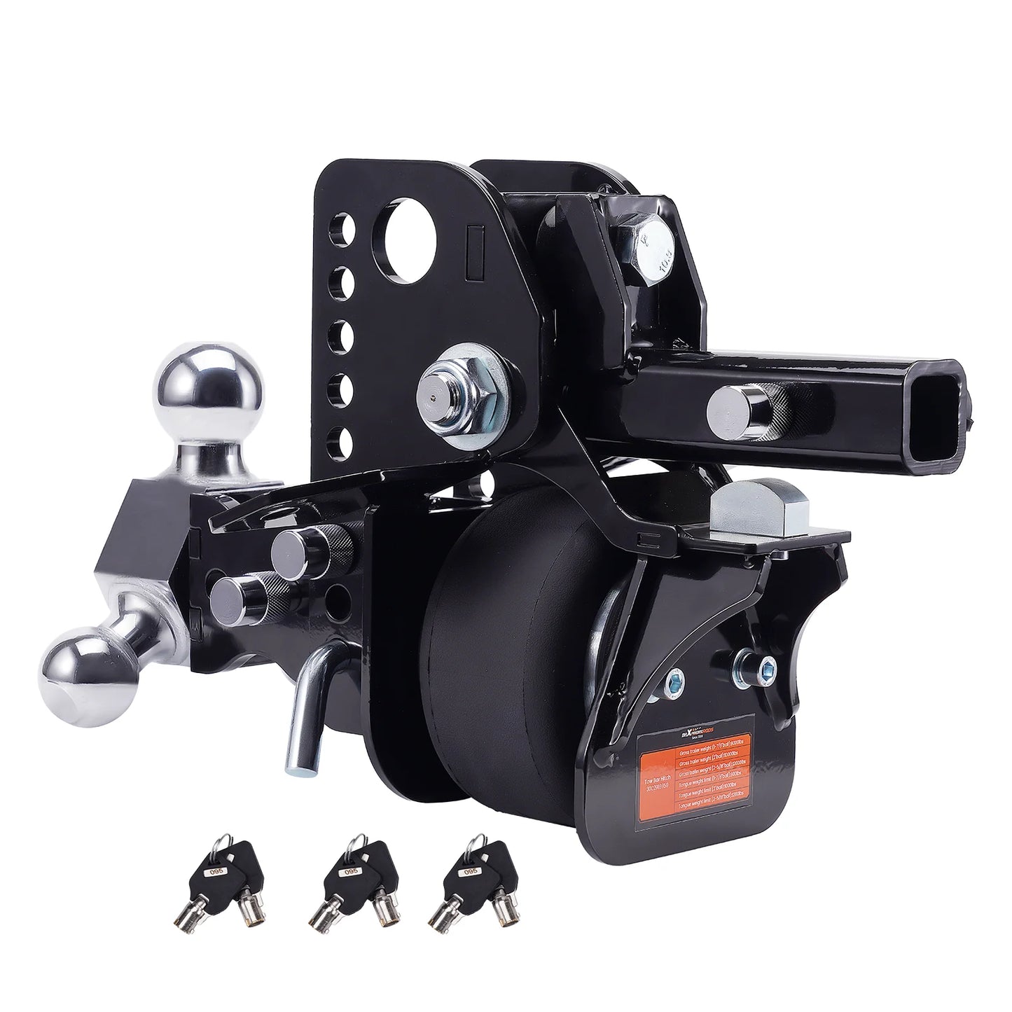 12000lbs Adjustable 6" Drop/6" Rise Three Ball Trailer Towing Hitch 2" & 2-5/16"