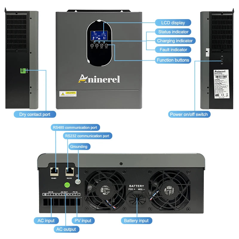 Aninerel Hybrid Off Grid Pure Sine Wave Solar Inverter