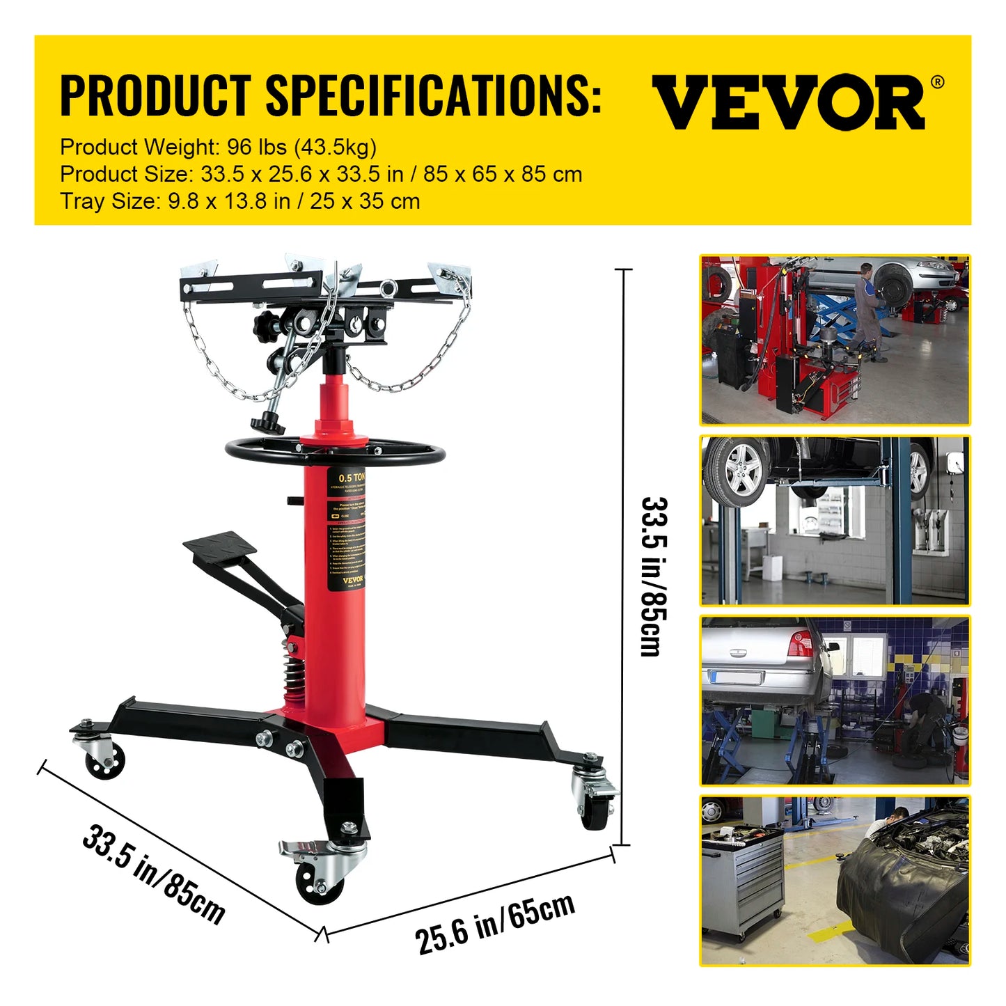 SucceBuy Car Lift Jack Hydraulic Telescopic Transmission Jack Floor Jack Stand with Foot Pedal Swivel Wheel Garage Lift Hoist