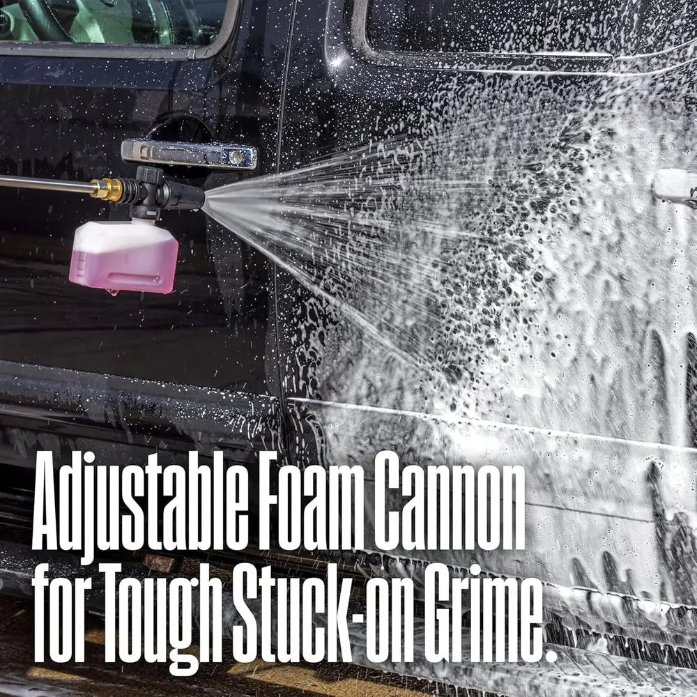 2100 PSI Electric Pressure Washer, 1.76 GPM, Portable Handle, Detachable Soap Cannon, Steel Wand, 3-Nozzle Kit for Cars, Surface