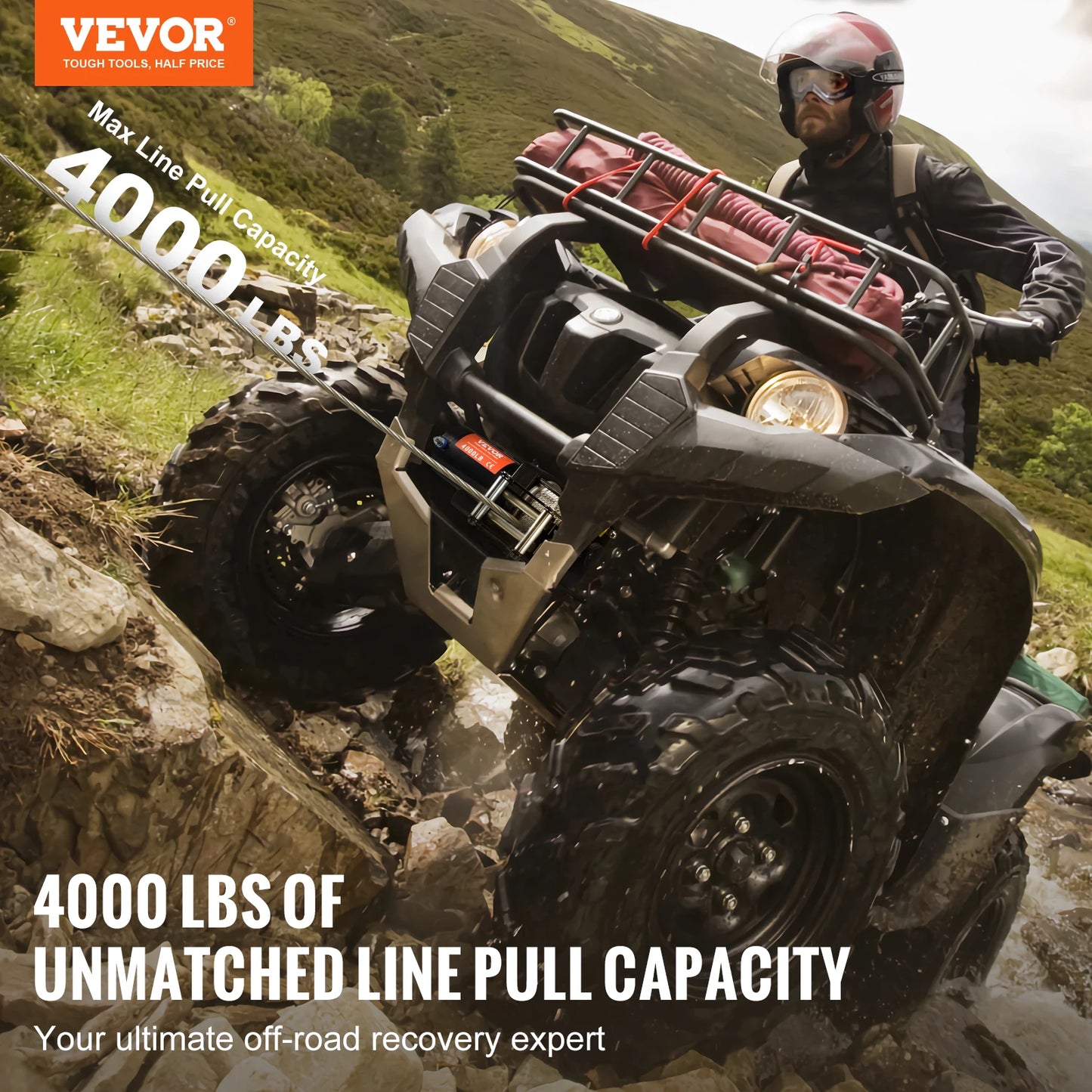 SucceBuy 4000lbs Electric Winch with 39ft 7 Strands Steel Cable Wireless & Wired Remote Control ATV/UTV Winch for Truck Towing