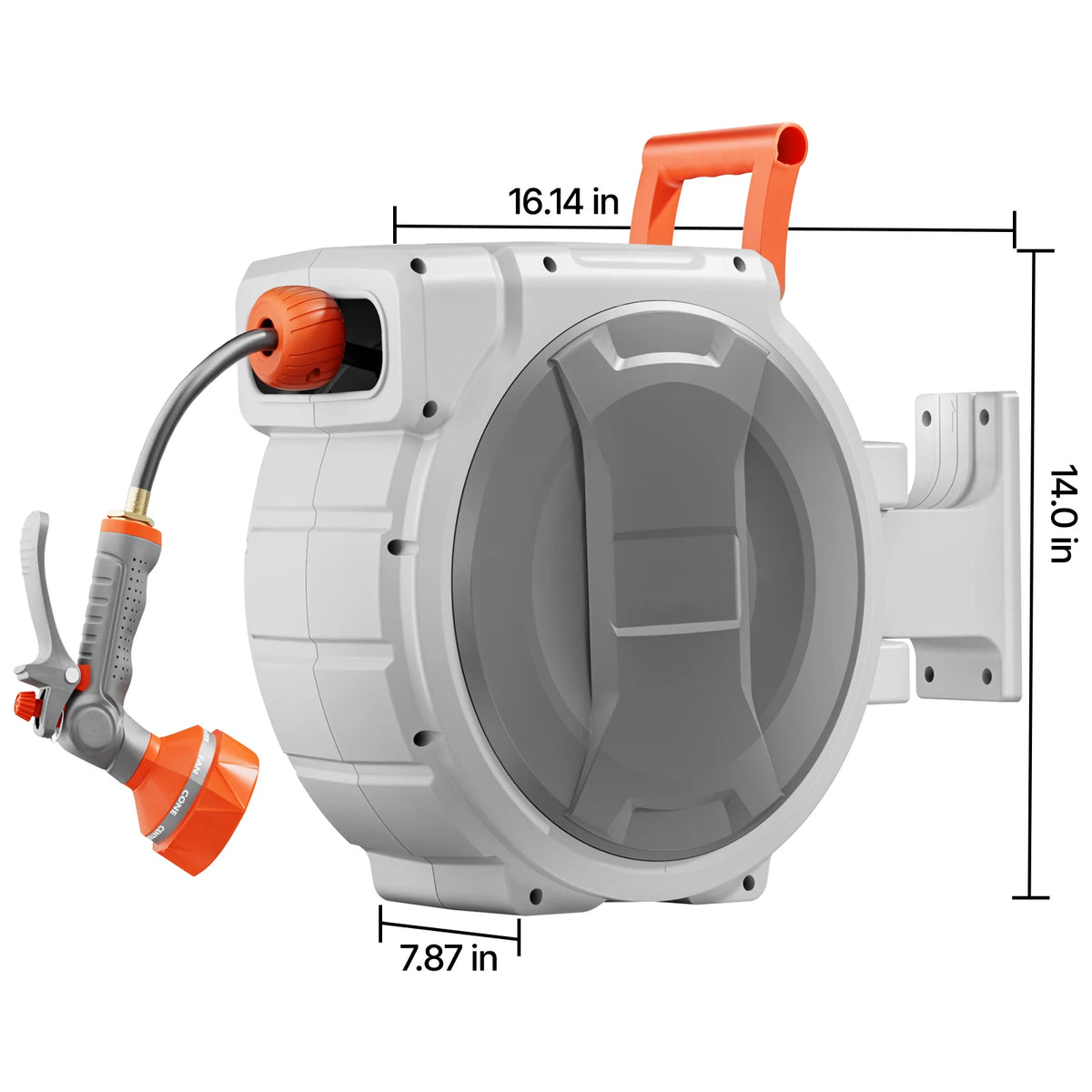 SucceBuy Retractable Wall Mounted Garden Hose Reel With Spray Nozzle