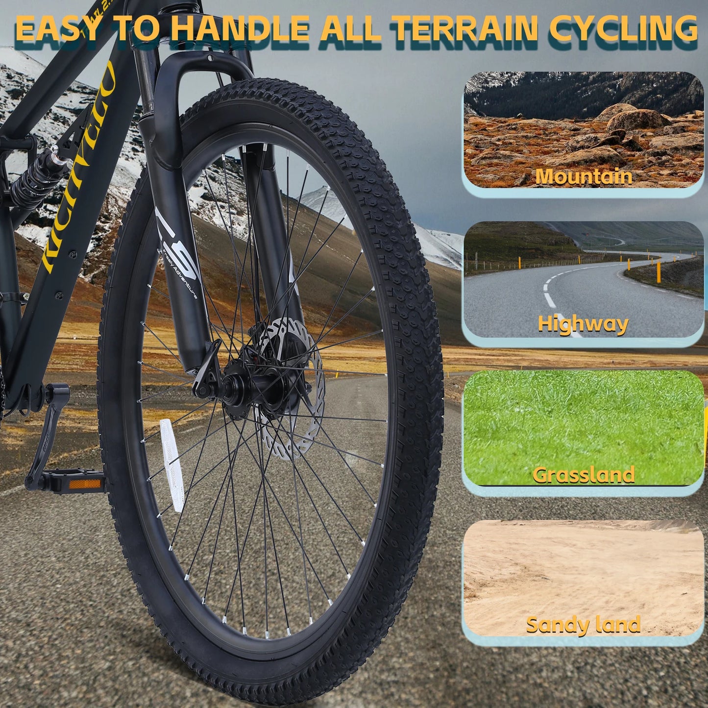 24/26 Inch Mountain Bike, Full Suspension 21-Speed Mountain Bicycle with Dual Disc Brakes, Carbon Steel Frame MTB Bike for Teenagers Adult Men Women