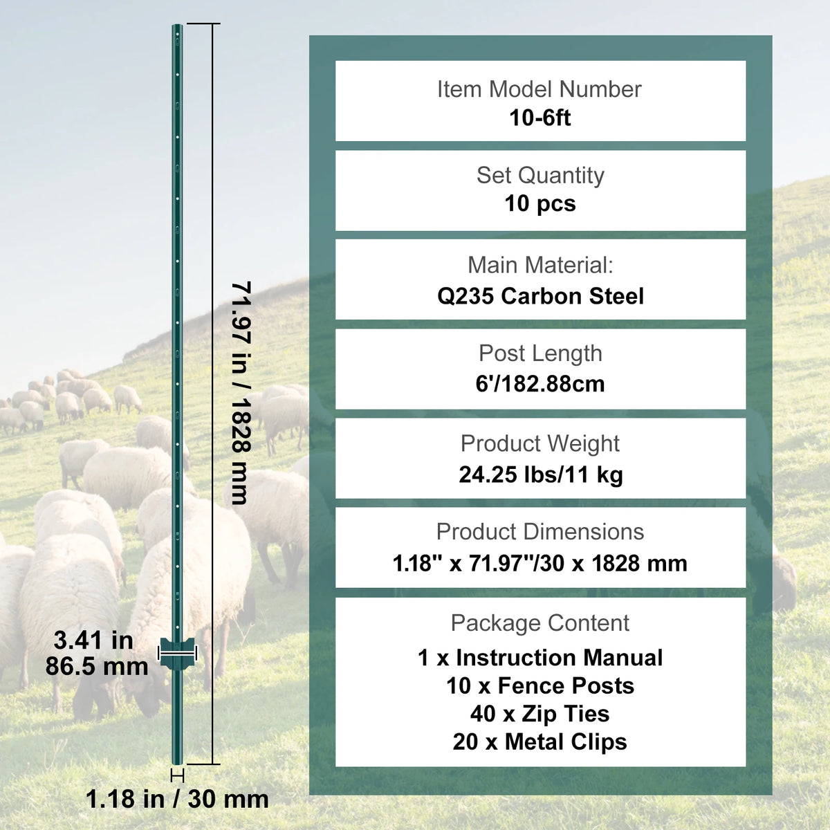 SucceBuy Heavy Duty Steel T-Post Stakes for Garden and Farm Fencing