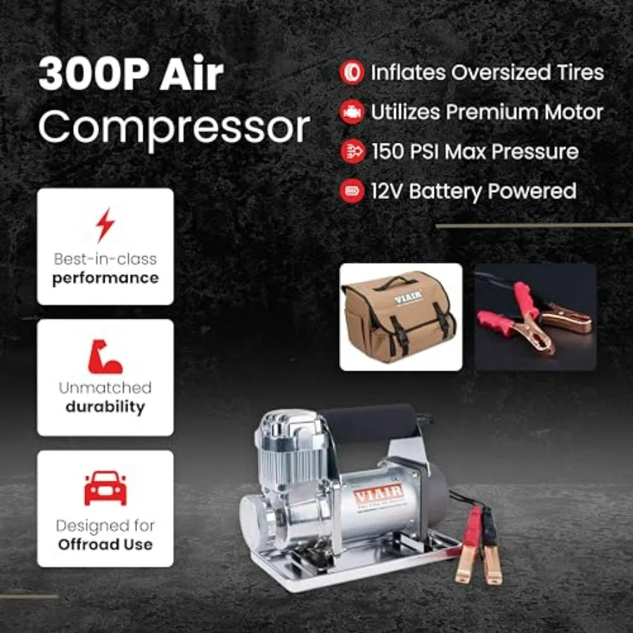 Portable 12V Off-Road Air Compressor for Truck SUV 300P 30033 Heavy Duty Tire Inflator 150 PSI Black