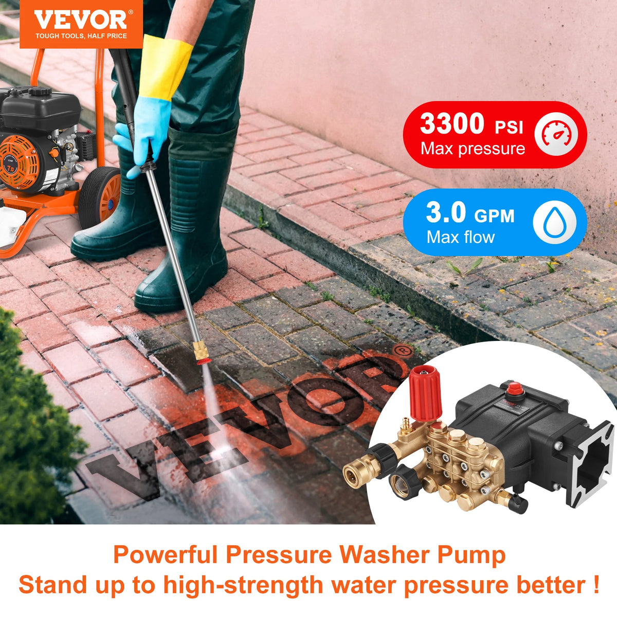 SucceBuy Horizontal Triplex Pressure Washer Pump Compatible With Simpson