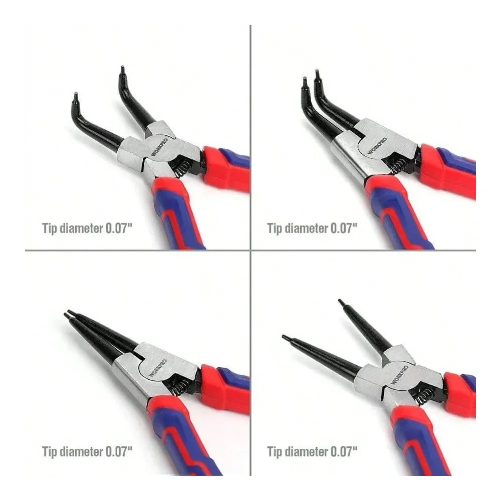 Piece Snap Ring Pliers Set Heavy Duty Inch InternalExternal Circlip Pliers Kit Tip Diameter 564StraightBent Jaw Steel Ring Remo