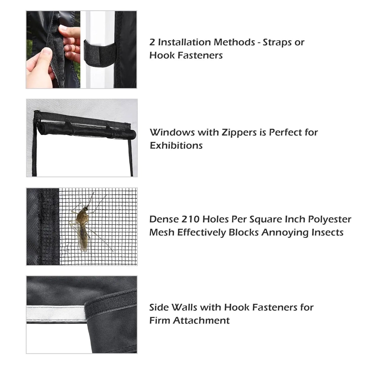 Pop Up Canopy Half Mesh Sidewall with Window 10x10Ft for Food Booth Commercial Vendor Shelter Mesh Enclosures, 4pcs, Customized