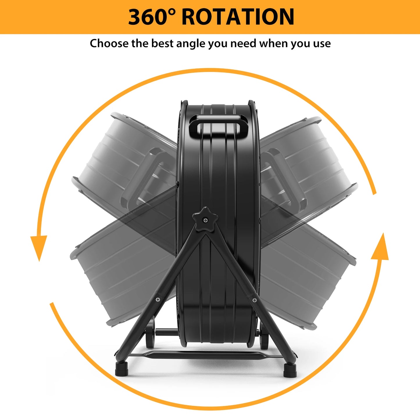 24 In Industrial Drum Fan High Velocity Floor Fan, 3 Speed Heavy Duty Metal Air Circulator Fan, 360° Tilt for Warehouse, Commerc