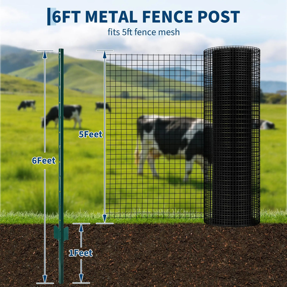 HiMISS Heavy Duty Rustproof Steel U Fence Posts for Gardens