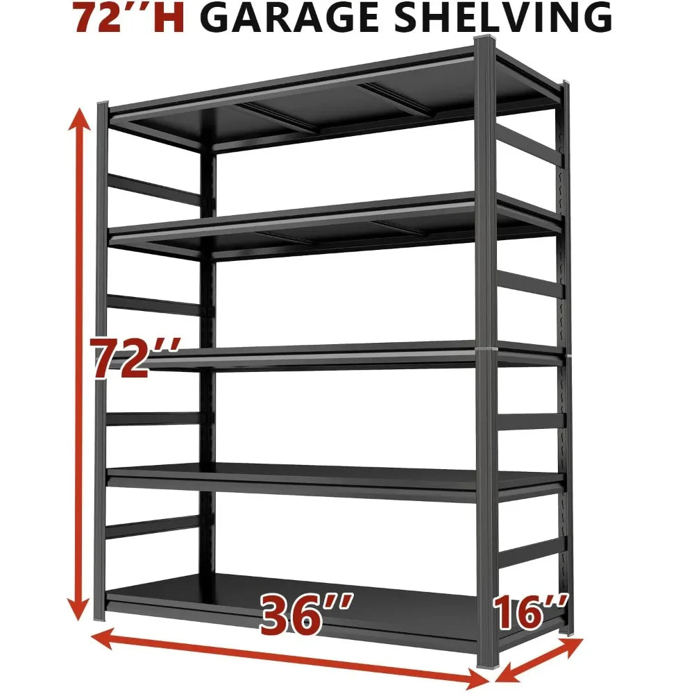 Adjustable 5-Tier Garage Shelving, Heavy Duty Steel Storage Shelves, High Load Capacity Shelf, Ideal for Garage,, Customized