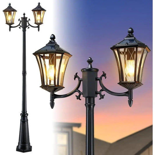 85" r Lamp Post Light, Dusk to Lamp Posts Outdoor Lighting, 2-r Pole Lights Outdoor Post Lights, Retro Black Exterior Pole Lante
