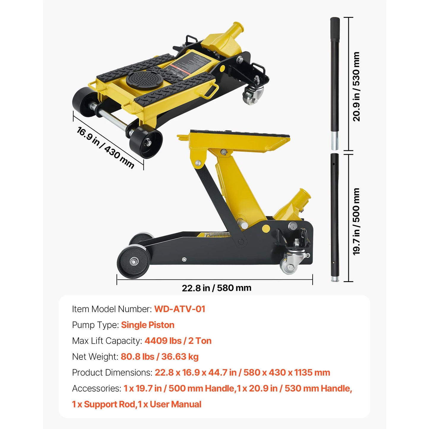 SucceBuy Low Profile Floor Jack Steel Racing Floor Jack with Single Piston Lift Pump Hydraulic Trolley Car Lift for Cars ATVs