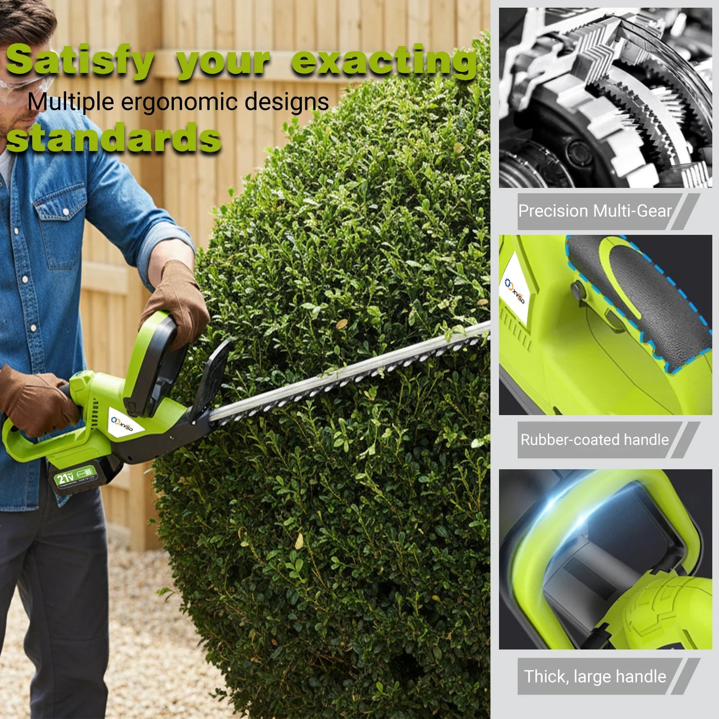 XYSD Cordless Hedge Trimmer, 20 in Electric Hedge Trimmer , with 21V 3.0Ah Batteries, Bush Trimmers for Yard, Garden, Lawn Care