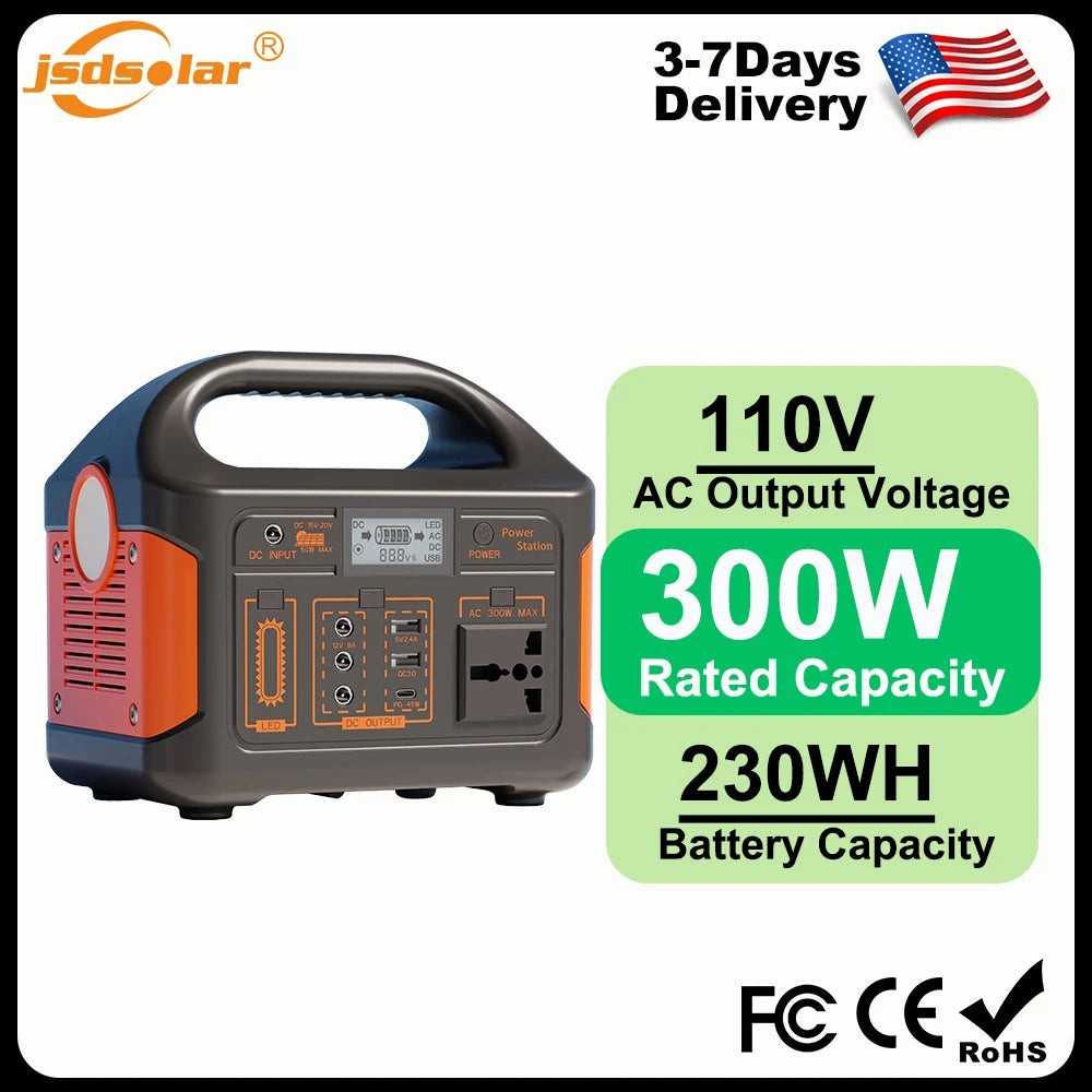 Gaiaray 300W Power Bank Large Capacity 230WH Outdoor Mobile Power Supply Fast Charging 12.8V LifePO4 Battery Charging Dual-Purpose Lithium Battery Household Portable Fishing Tool Outdoor Support UPS with LED Light