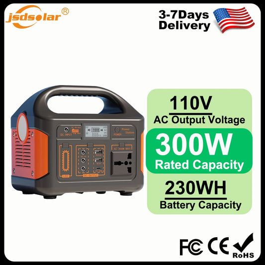 Gaiaray 300W Power Bank Large Capacity 230WH Outdoor Mobile Power Supply Fast Charging 12.8V LifePO4 Battery Charging Dual-Purpose Lithium Battery Household Portable Fishing Tool Outdoor Support UPS with LED Light