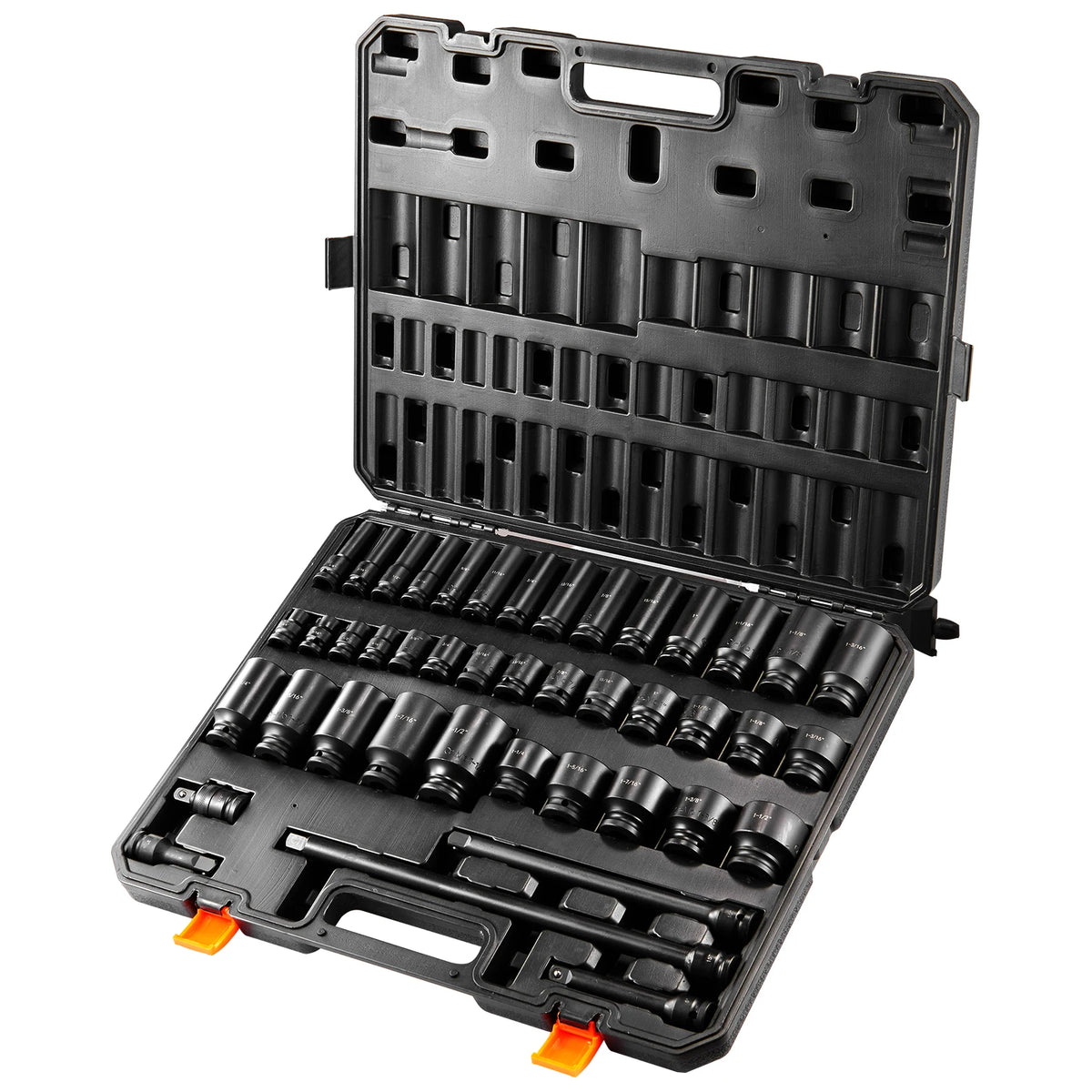 SucceBuy 1/2"Drive Impact Socket Set 43 Piece Deep Shallow Socket Set SAE 3/8"to1-1/2" 6 Point Cr-Mo Alloy Steel for Auto Repair