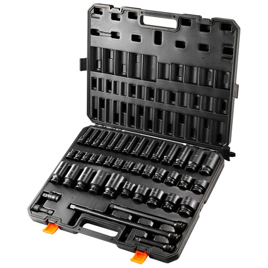SucceBuy 1/2"Drive Impact Socket Set 43 Piece Deep Shallow Socket Set SAE 3/8"to1-1/2" 6 Point Cr-Mo Alloy Steel for Auto Repair