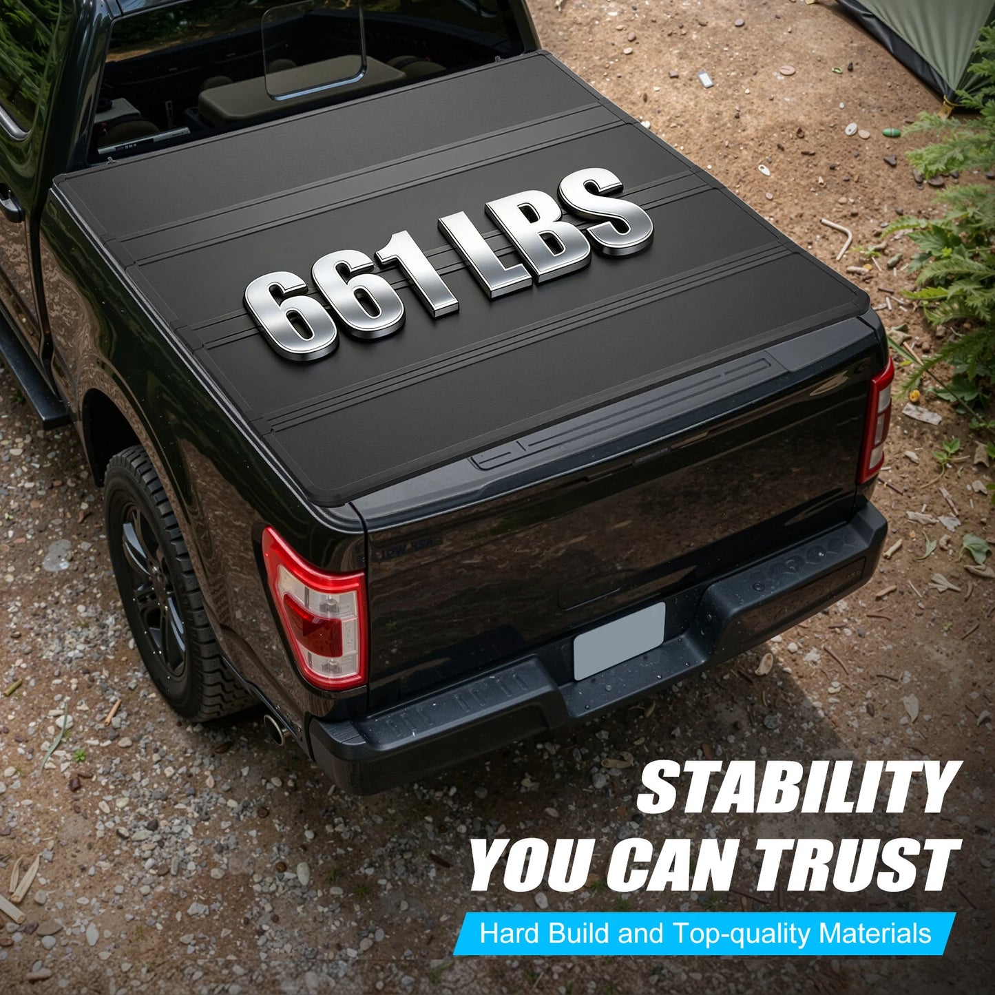Tonneau Cover, Truck Bed Tonneau Cover, Ford F150 Tonneau Cover, Quad Fold Hard Folding, 5.5ft Bed, 67 inch, Aluminum, Black, Waterproof, UV Resistant, Fit for Ford F-150 2015 2016 2017 2018 2019 2020 2021 2022 2023 2024 2025