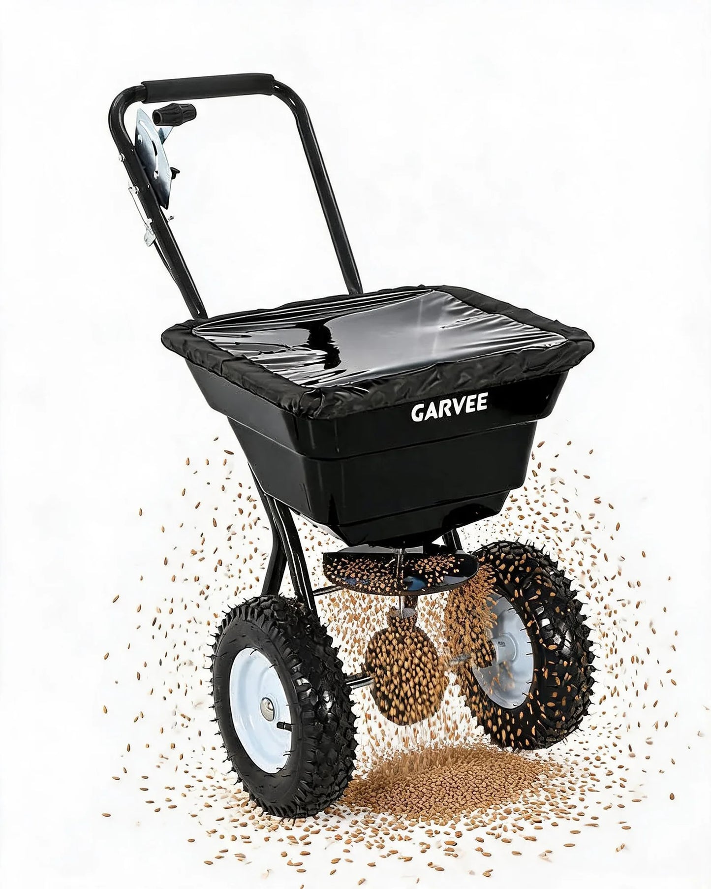 Heavy Duty 80LB Lawn Spreader, Walk Behind Broadcast Spreader With 12FT Coverage, 13in Wheels For Seed Fertilizer Salt