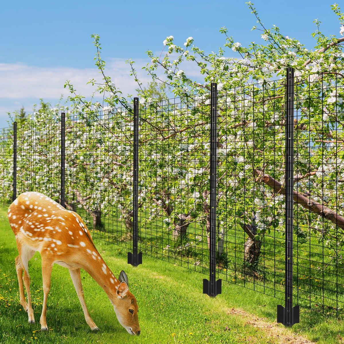 HiMISS Steel U-Channel Fence Posts With Clips And Zip Ties