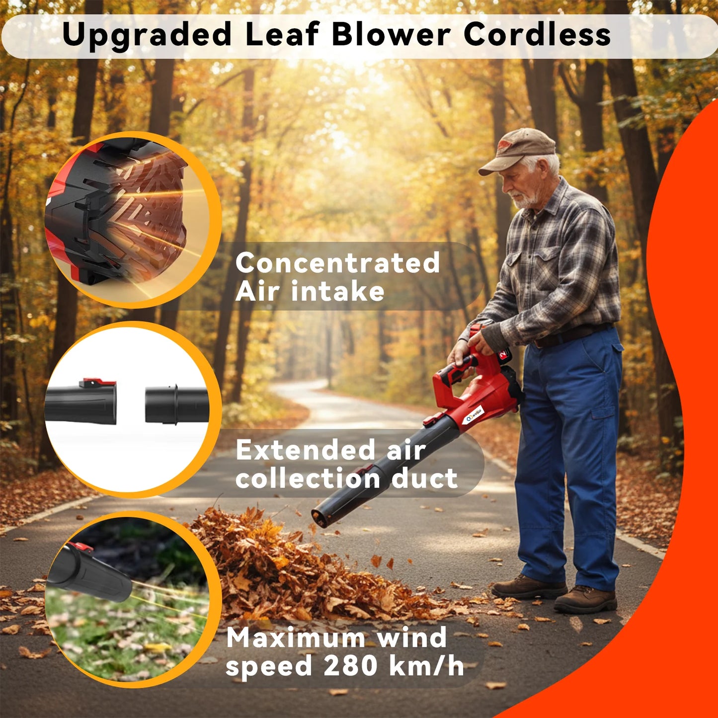 XYSD Cordless Leaf Blower, 650 CFM Electric Jet Blower with 21V 4.5Ah Battery, 6 Speed Modes Portable Leaf Blower for Lawn Care