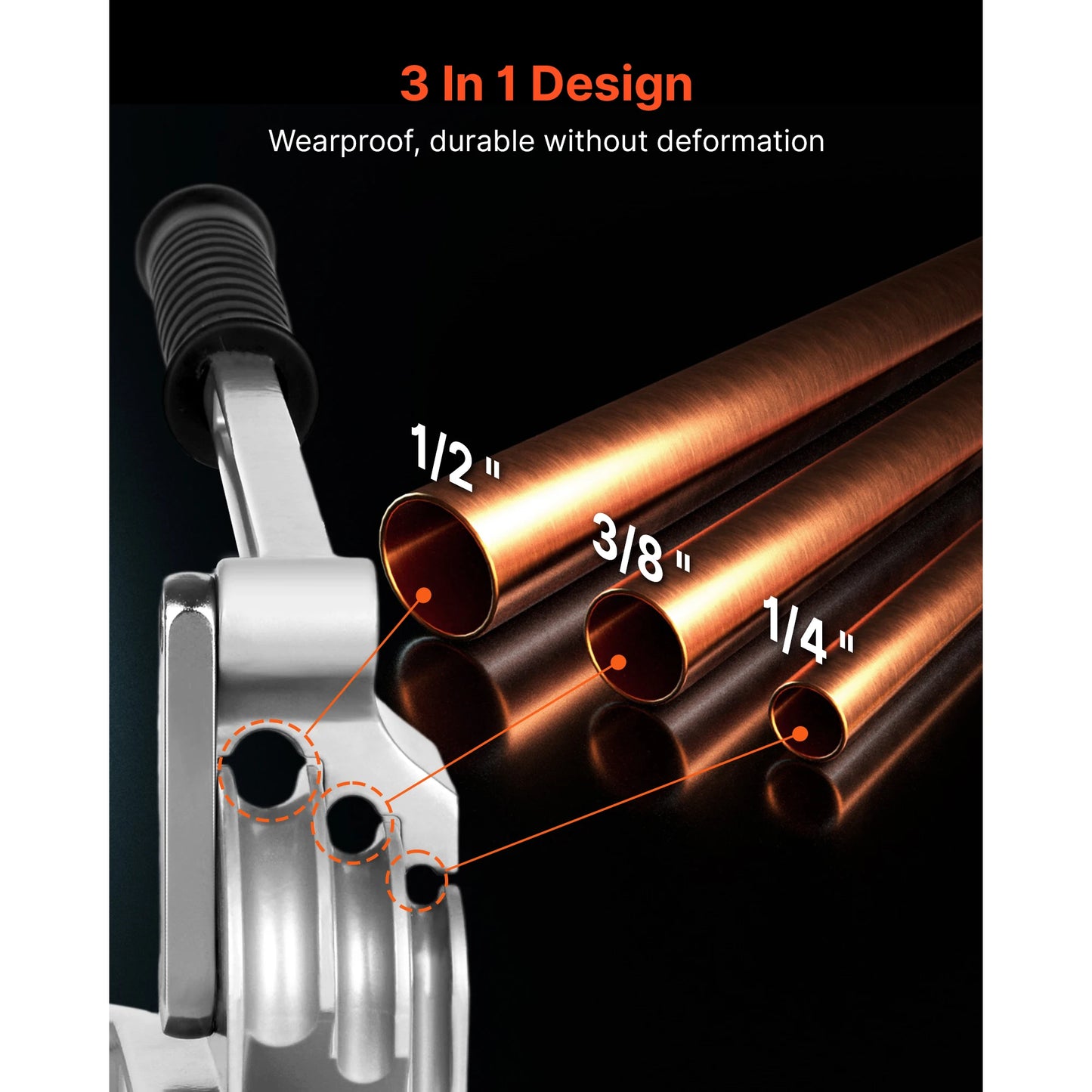 SucceBuy Pipe Tube Bender 1/4" 3/8" 1/2" OD 3 in 1 Manual Level Tube Bender 180° Copper Aluminum Pipes Bending Tool for Repair