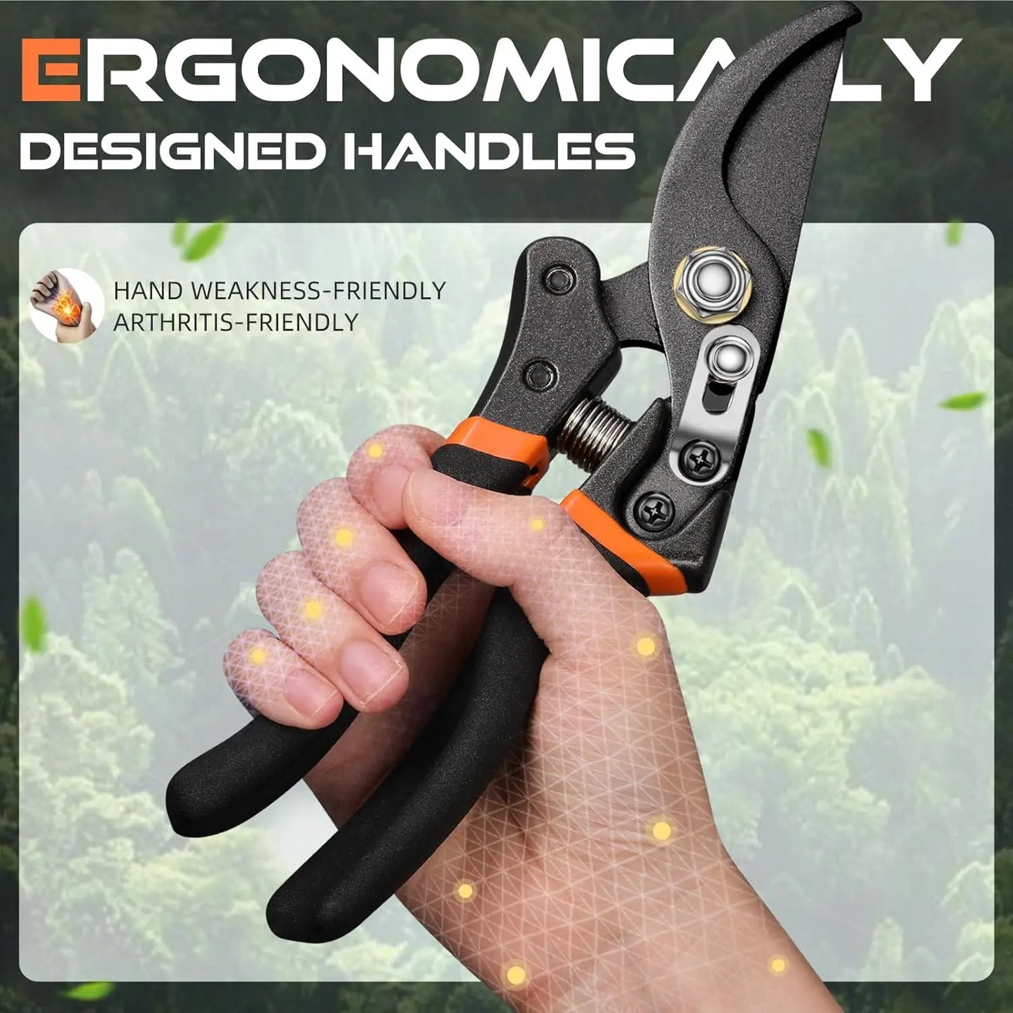 Professional Pruning Shears - Cuts 4X Easier with Ultra Sharp Japanese Steel Titanium Blade, Arthritis Friendly Garden Scissors