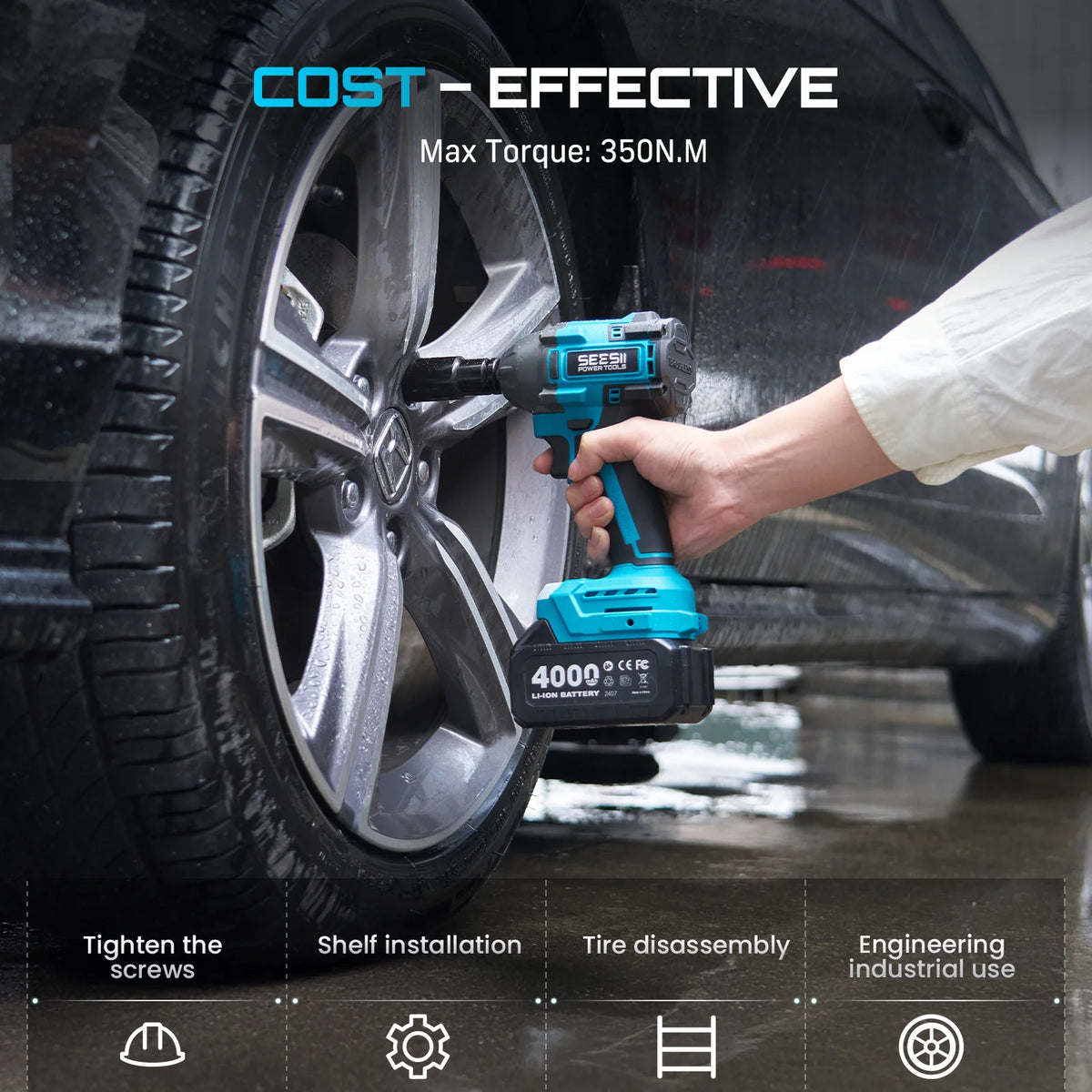 Seesii Cordless Hammer Drill Impact Wrench Grinder Combo Kit