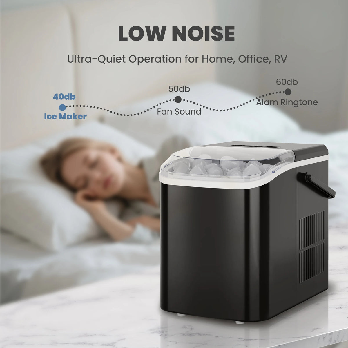 Portable Countertop Bullet Ice Maker With Handle And Self Cleaning Function